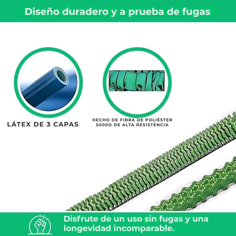 Aquaflex|Manguera extensible para riego|8 modos de chorro a alta presión