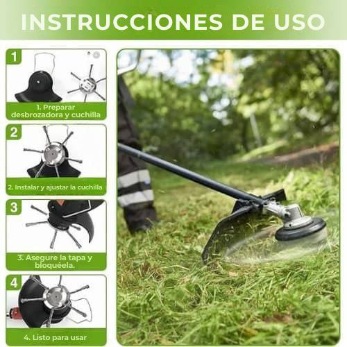 La cabeza de la cortadora de césped tiene 6 ramas entrelazadas con alambre de acero resistente.