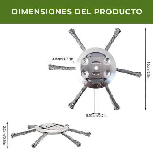 La cabeza de la cortadora de césped tiene 6 ramas entrelazadas con alambre de acero resistente.