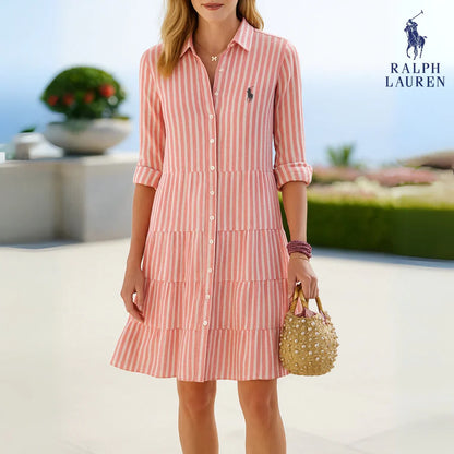 Vestido camisero a rayas Elegancia informal – Colección R&L™ Verano