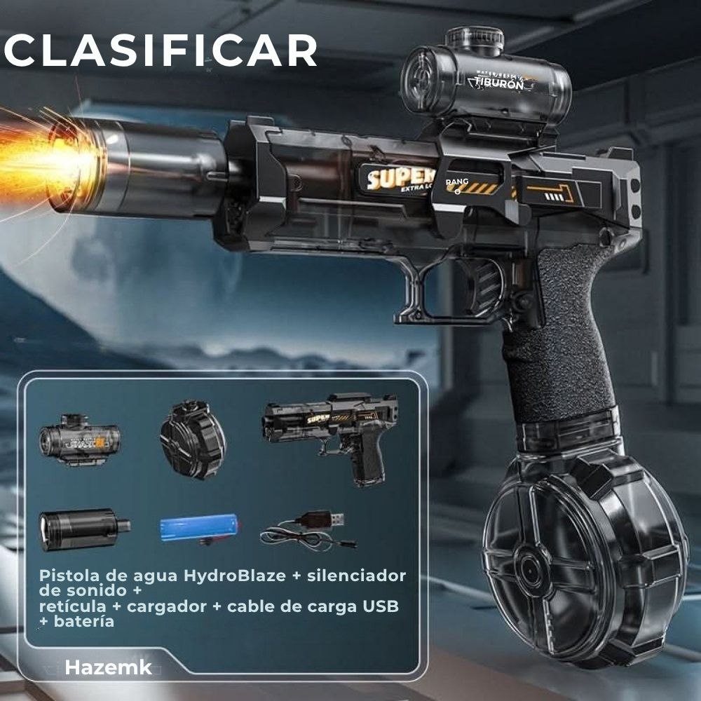 HydroBlaze™ - Pistola de agua eléctrica con efecto de llama