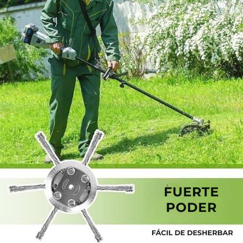 La cabeza de la cortadora de césped tiene 6 ramas entrelazadas con alambre de acero resistente.
