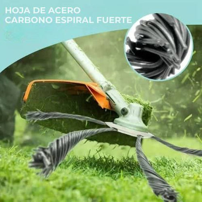 La cabeza de la cortadora de césped tiene 6 ramas entrelazadas con alambre de acero resistente.